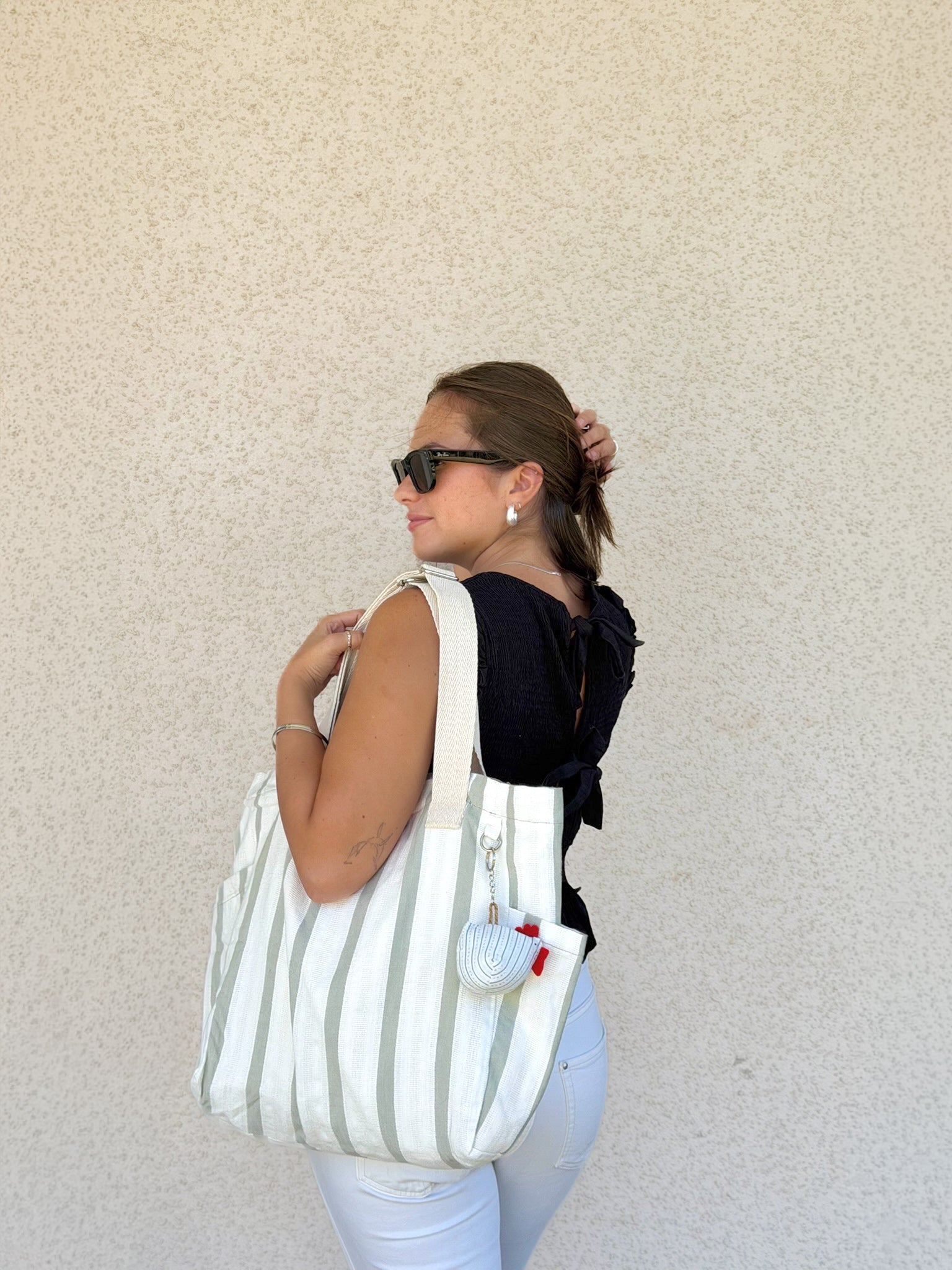 Tote Bag básica - Matcha lines